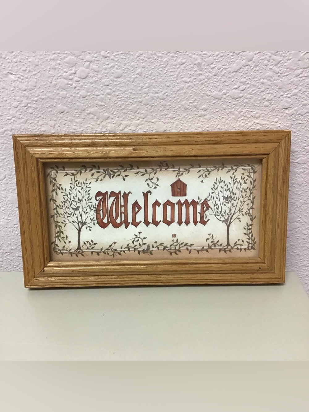 Vintage Farmhouse Cottagecore Wood Framed Welcome Sign 8”x4.5”